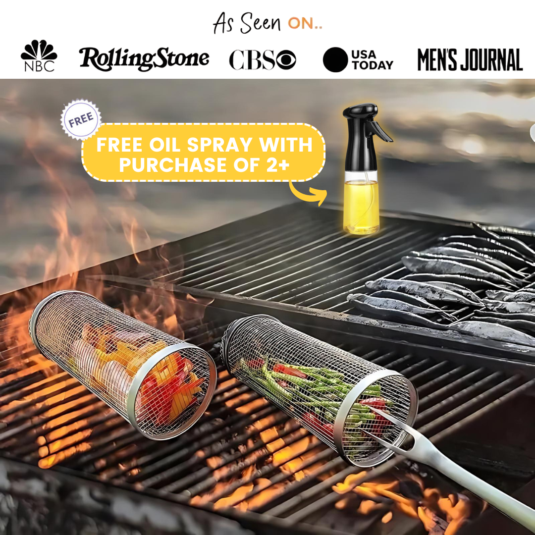 GrillMaster™️ Stainless Steel Rolling Basket