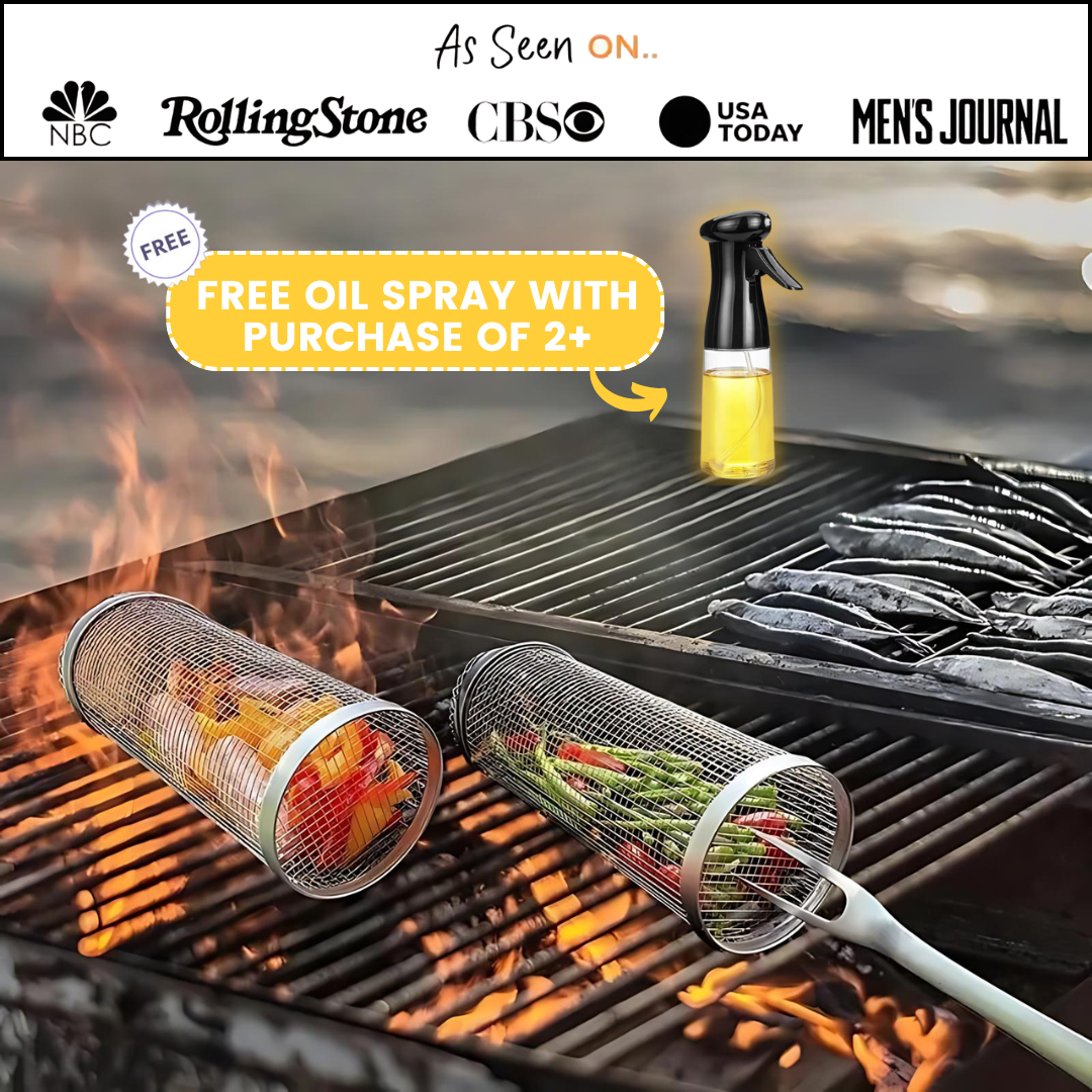 GrillMaster™️ Stainless Steel Rolling Basket