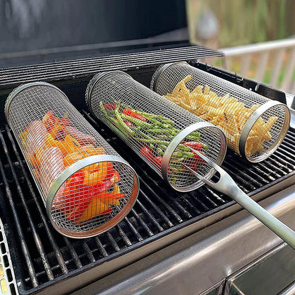 GrillMaster™️ Stainless Steel Rolling Basket