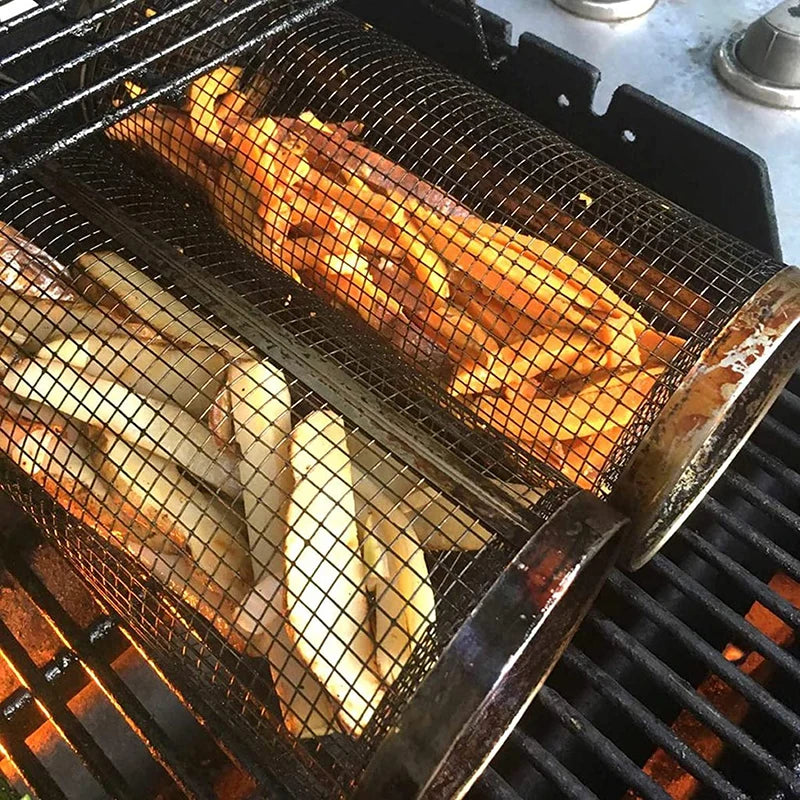 GrillMaster™️ Stainless Steel Rolling Basket