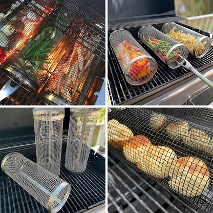 GrillMaster™️ Stainless Steel Rolling Basket